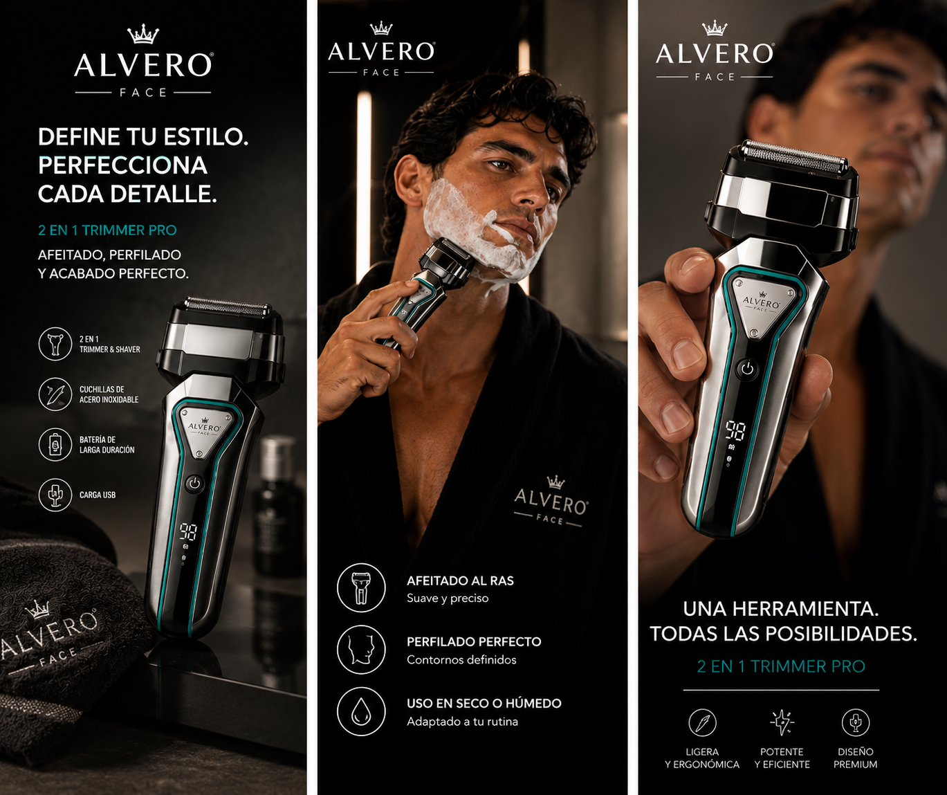 ALVERO FACE Precision Trim Pro™ (2 en 1 Trimmer + Shaver)